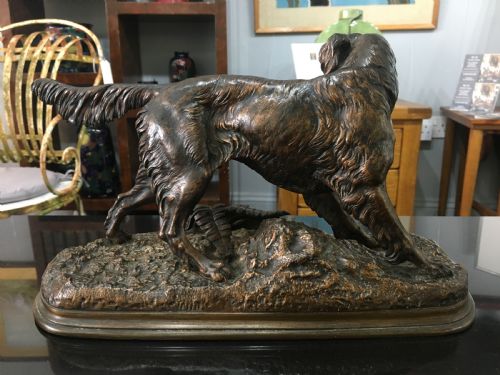 JULES MOIGNIEZ SIGNED BRONZE SETTERHUNTING DOG C1880 - ADDITIONAL PHOTO 1