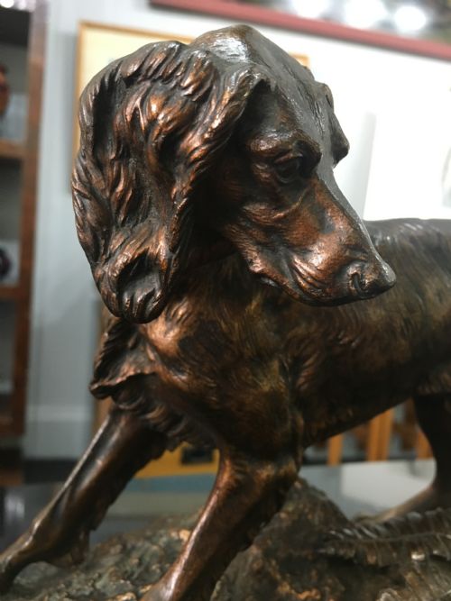 JULES MOIGNIEZ SIGNED BRONZE SETTERHUNTING DOG C1880 - ADDITIONAL PHOTO 4