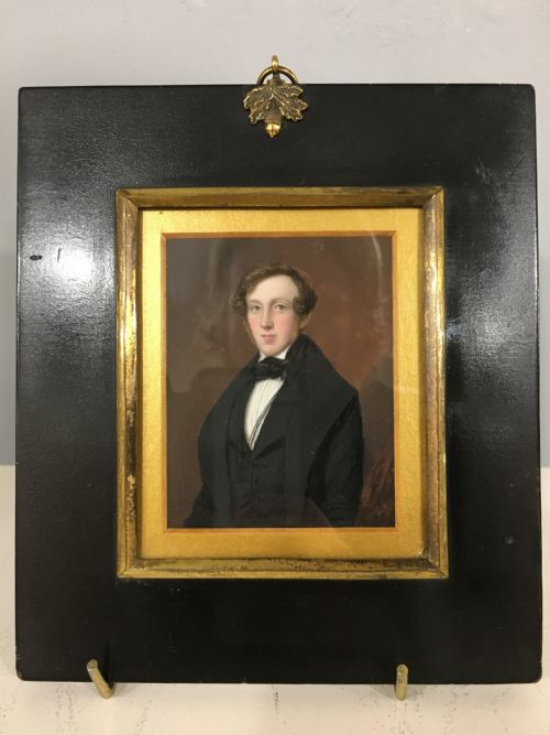 english school miniature on ivory gilt ebonised frame early c19th - CATEGORY: ANTIQUE ART - DATED 1800