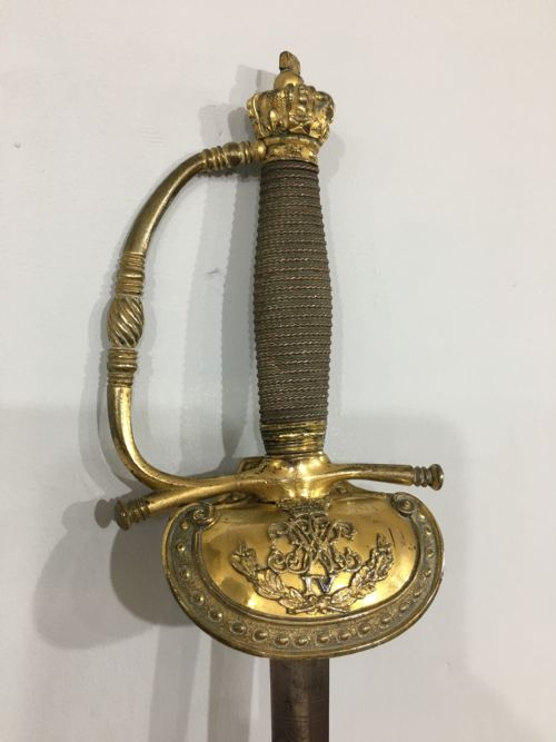 BRITISH ARMY OFFICERS SWORD DOUBLE EDGED BLADE WILLIAM IV MARKINGS ROYAL CORONET CYPHER C1830 - ADDITIONAL PHOTO 3