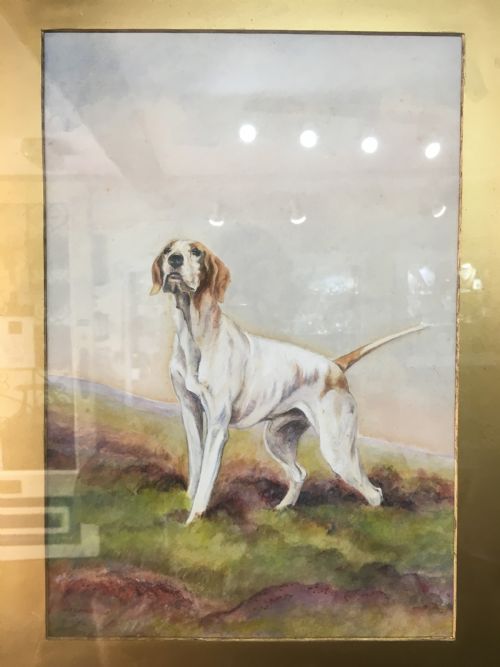 A B BARNES SIGNED PAIR OF ORIGINAL WATERCOLOURS OF HUNTING DOGS 1930 - ADDITIONAL PHOTO 1