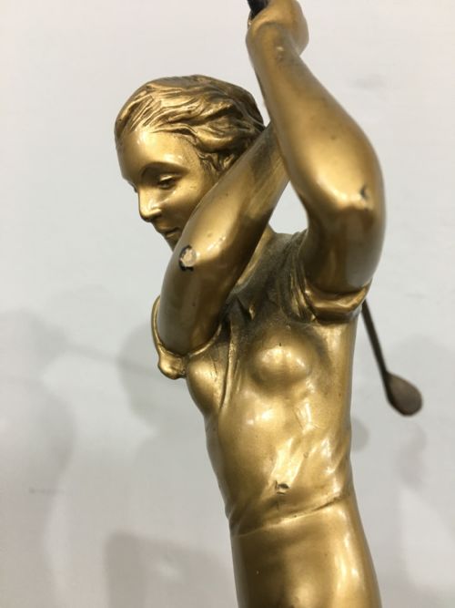 JOSEPH LORENZL ART DECO ORIGINAL CASTING OF FEMALE GOLFER C192030 - ADDITIONAL PHOTO 3