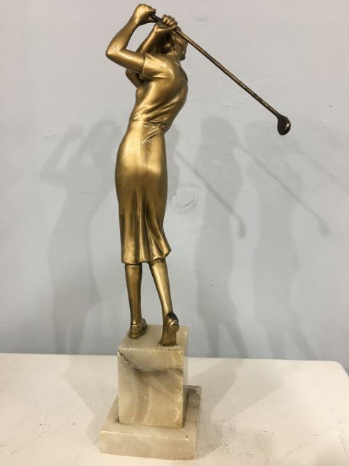 JOSEPH LORENZL ART DECO ORIGINAL CASTING OF FEMALE GOLFER C192030 - ADDITIONAL PHOTO 4