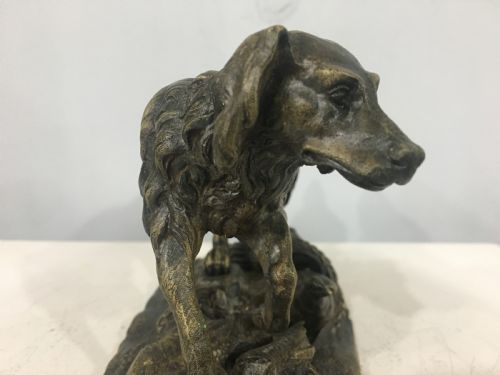 ORIGINAL BRONZE CASTING OF A HUNTING DOG C19TH - ADDITIONAL PHOTO 3