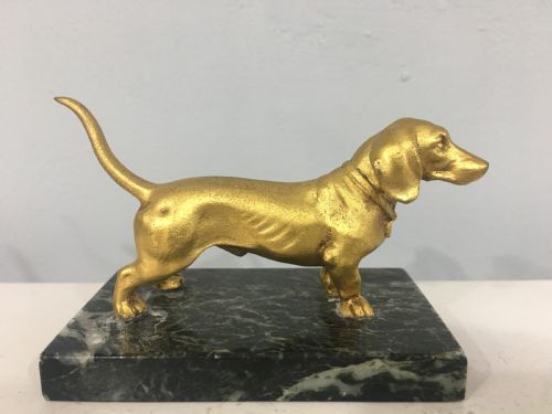 frenchgerman gilt bronze dachshund c1880 - CATEGORY: ANTIQUE METAL - DATED 1880