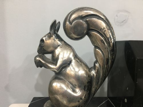 ART DECO SILVERED BRONZE SQUIRREL BOOKENDS C1930 - ADDITIONAL PHOTO 1
