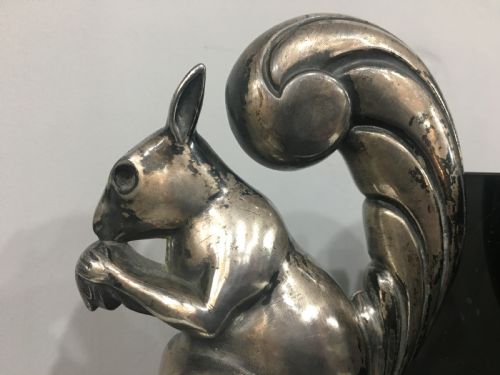 ART DECO SILVERED BRONZE SQUIRREL BOOKENDS C1930 - ADDITIONAL PHOTO 2