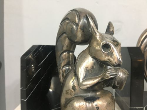 ART DECO SILVERED BRONZE SQUIRREL BOOKENDS C1930 - ADDITIONAL PHOTO 3