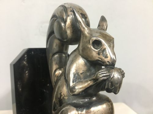 ART DECO SILVERED BRONZE SQUIRREL BOOKENDS C1930 - ADDITIONAL PHOTO 4