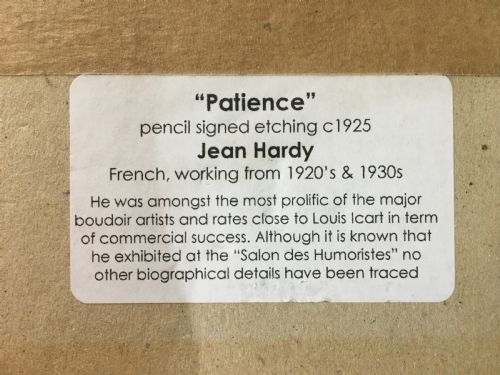 JEAN HARDY PATIENCE ART DECO ORIGINAL PENCIL SIGNED ETCHING C1925 - ADDITIONAL PHOTO 7