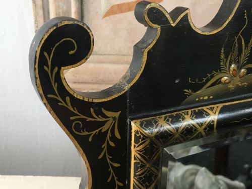 WALL MIRROR EMBOSSED CHINOISERIE BEVELLED GLASS C1920 - ADDITIONAL PHOTO 3