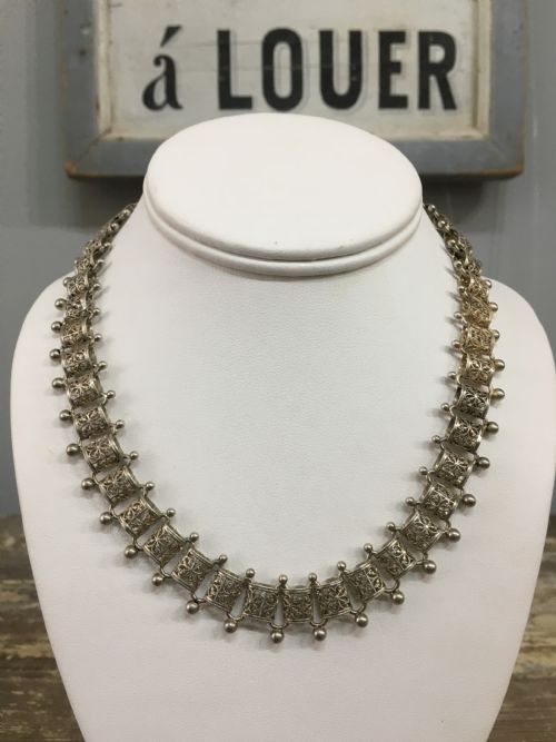 victorian sterling silver collar necklace - CATEGORY: ANTIQUE JEWELLERY - DATED VICTORIAN