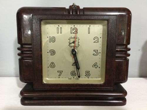 original french art deco jaz bakelite alarm clock c1930s - CATEGORY: ANTIQUE CLOCKS - DATED 1930