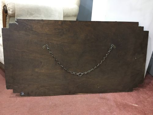 ORIGINAL ART DECO MIRROR WITH WOODEN BACK HANGING CHAIN C1930 - ADDITIONAL PHOTO 3