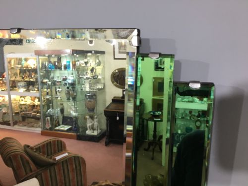 ORIGINAL ART DECO MIRROR WITH WOODEN BACK HANGING CHAIN C1930 - ADDITIONAL PHOTO 5