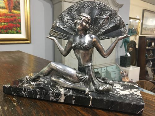 original french art deco fan dancer c192030 - CATEGORY: ANTIQUE SCULPTURES - DATED 1920