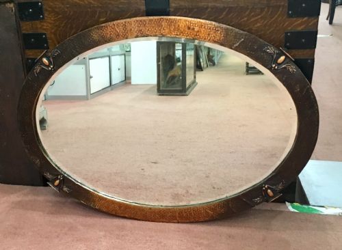 original arts crafts copper overmantle hall mirror c 1900 10 - CATEGORY: ANTIQUE MIRRORS - DATED 1900