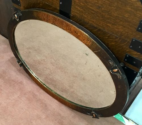 ORIGINAL ARTS CRAFTS COPPER OVERMANTLE HALL MIRROR C 1900 10 - ADDITIONAL PHOTO 2