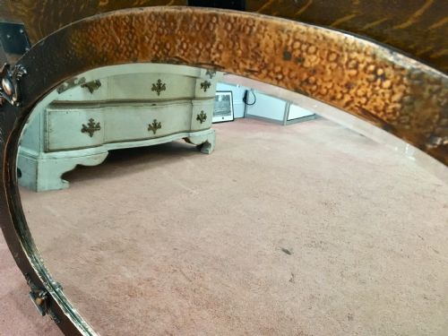 ORIGINAL ARTS CRAFTS COPPER OVERMANTLE HALL MIRROR C 1900 10 - ADDITIONAL PHOTO 6