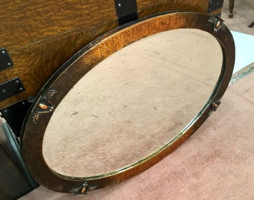 ORIGINAL ARTS CRAFTS COPPER OVERMANTLE HALL MIRROR C 1900 10 - ADDITIONAL PHOTO 7