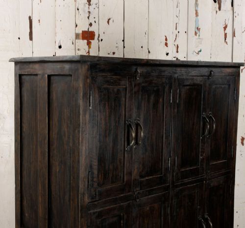 TWELVE DOOR INDIAN DARK WOOD CABINET - ADDITIONAL PHOTO 3