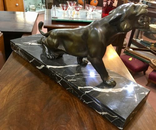 ORIGINAL FRENCH ART DECO CROUCHING PANTHER SIGNED 'M SECONDO' C1930 - ADDITIONAL PHOTO 3