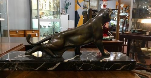 ORIGINAL FRENCH ART DECO CROUCHING PANTHER SIGNED 'M SECONDO' C1930 - ADDITIONAL PHOTO 4