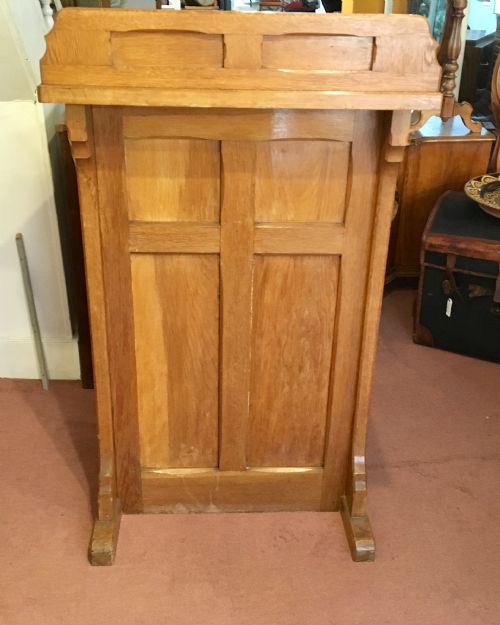 ARTS CRAFTS PERIOD HONEY COLOURED OAK CHURCH LECTERN - ADDITIONAL PHOTO 6