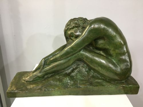amadeo gennarelli italian 18811943 french art deco bronze girl c192030 - CATEGORY: ANTIQUE SCULPTURES - DATED 1920