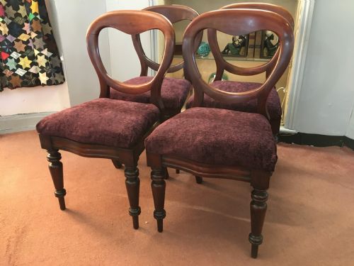 set of 4 victorian balloon back mahogany dining chairs - CATEGORY: ANTIQUE CHAIRS - DATED VICTORIAN