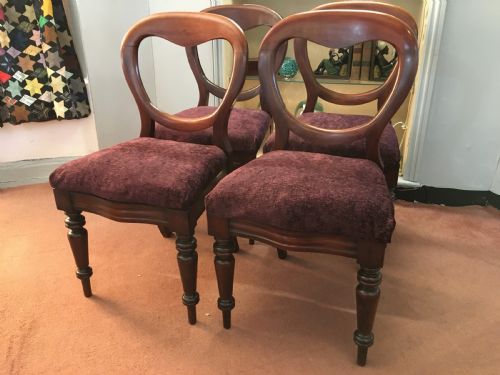 SET OF 4 VICTORIAN BALLOON BACK MAHOGANY DINING CHAIRS - ADDITIONAL PHOTO 3