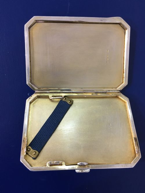 STERLING SILVER PATIENCE CIGARETTE CASE WITH GILT INTERIOR ENAMEL 1928 - ADDITIONAL PHOTO 3