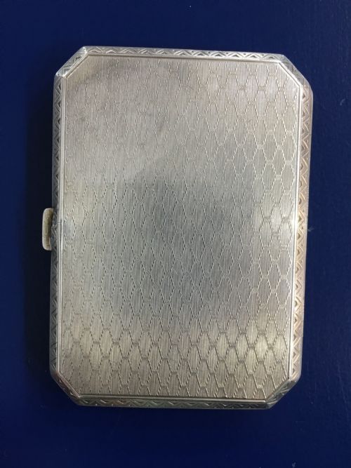 STERLING SILVER PATIENCE CIGARETTE CASE WITH GILT INTERIOR ENAMEL 1928 - ADDITIONAL PHOTO 6
