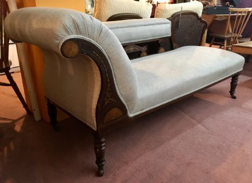 LATE VICTORIANEDWARDIAN CHAISE LONGUE WITH BOXWOOD INLAY C1900 10 - ADDITIONAL PHOTO 4
