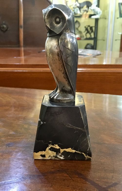 FRENCH ART DECO BRONZE OWL SIGNED 'L RIGOT' C1930 - ADDITIONAL PHOTO 1