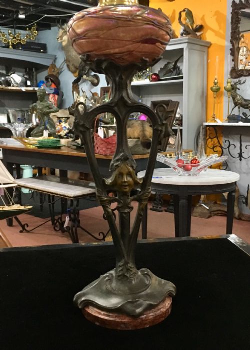 LOETZ OIL LAMP WITH BASE BY A FERY C 1900 - ADDITIONAL PHOTO 1