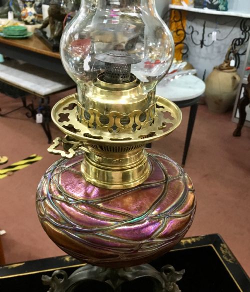 LOETZ OIL LAMP WITH BASE BY A FERY C 1900 - ADDITIONAL PHOTO 6