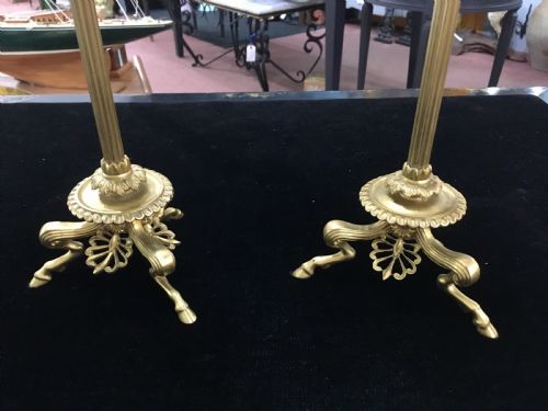 PAIR OF OIL LAMPS ON BARBEDIENNE CANDLESTICKS C1900 - ADDITIONAL PHOTO 1