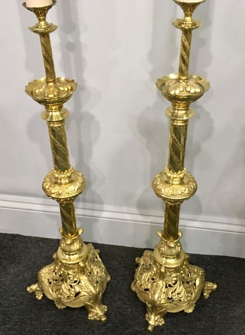 LARGE PAIR OF CHURCH LAMPS C1880 - ADDITIONAL PHOTO 1