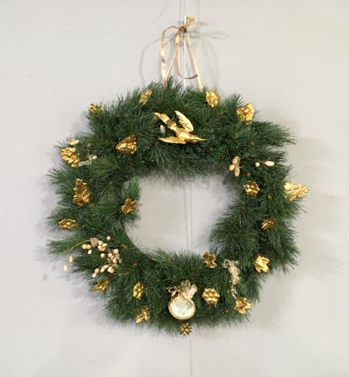 antique french 1800s napoleon iii era toleware adorned wreath from presentoir de mariage - CATEGORY: ANTIQUE MISCELLANEOUS - DATED 19TH CENTURY