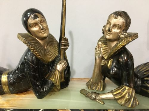 FRENCH ART DECO ORIGINAL PIERROT COLUMBINE FIGURES C1930 - ADDITIONAL PHOTO 1