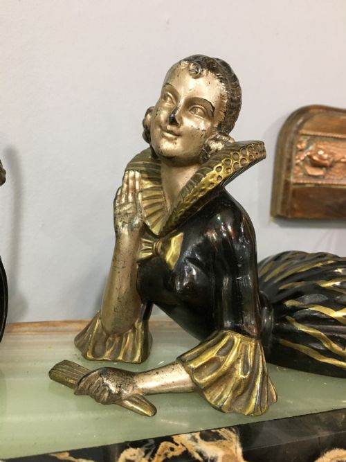 FRENCH ART DECO ORIGINAL PIERROT COLUMBINE FIGURES C1930 - ADDITIONAL PHOTO 3