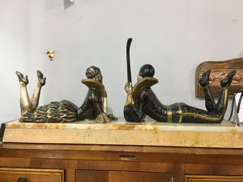 FRENCH ART DECO ORIGINAL PIERROT COLUMBINE FIGURES C1930 - ADDITIONAL PHOTO 6