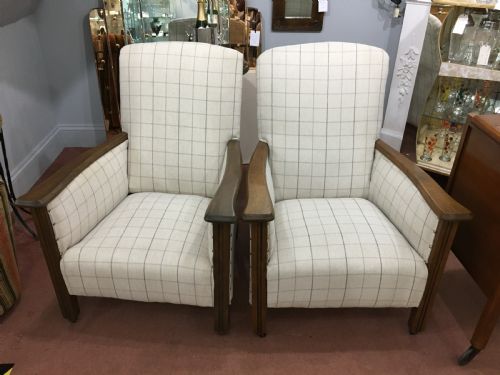 pair of art deco chairs with oak frame c1930 - CATEGORY: ANTIQUE CHAIRS - DATED 1930