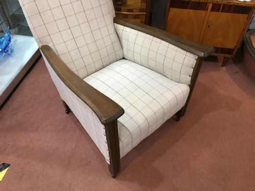 PAIR OF ART DECO CHAIRS WITH OAK FRAME C1930 - ADDITIONAL PHOTO 7