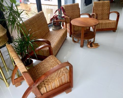 elegant and rare art deco cane sofa and chair set c1930 - CATEGORY: ANTIQUE FURNITURE - DATED 1930