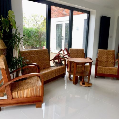 ELEGANT AND RARE ART DECO CANE SOFA AND CHAIR SET C1930 - ADDITIONAL PHOTO 1