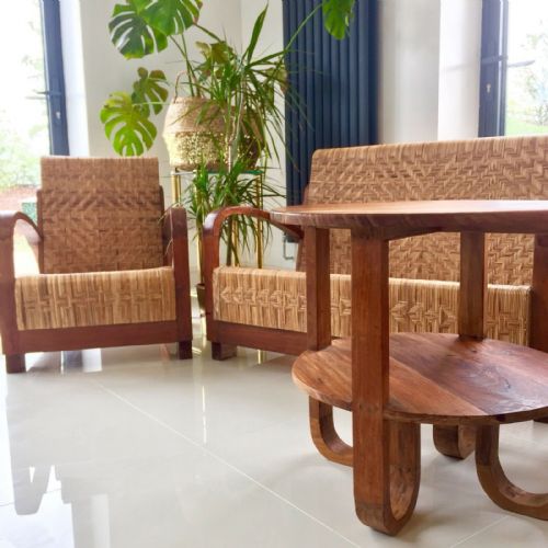 ELEGANT AND RARE ART DECO CANE SOFA AND CHAIR SET C1930 - ADDITIONAL PHOTO 3