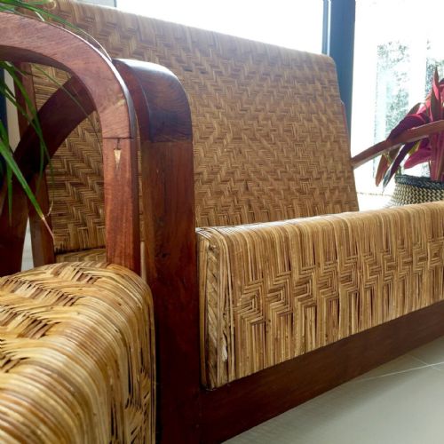 ELEGANT AND RARE ART DECO CANE SOFA AND CHAIR SET C1930 - ADDITIONAL PHOTO 6