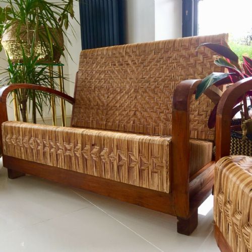 ELEGANT AND RARE ART DECO CANE SOFA AND CHAIR SET C1930 - ADDITIONAL PHOTO 7
